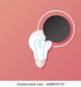 Light bulb and speech bubble of business strategy creative idea concept paper art style.Vector illustration.