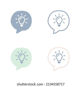 Light bulb speech bubble icons set