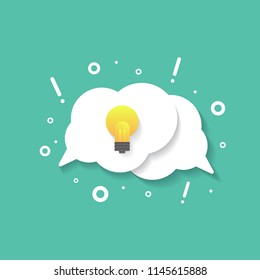 Light bulb and speech bubble. ideas inspiration innovation.