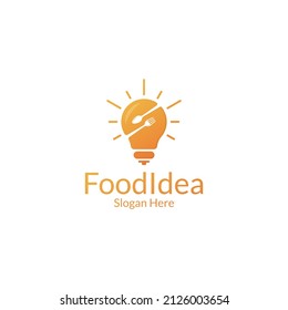 bombilla con cuchara y tenedor. diseño de logotipo de idea alimentaria