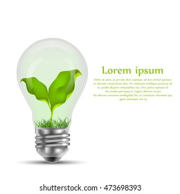Light bulb sprout. Ecology concept. Vector illustration