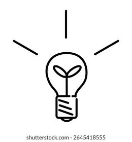 Light bulb with sprout icon symbolizing eco-friendly ideas