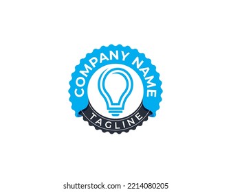 Light Bulb Stamp Badge Logo Concept sign icon symbol Element Design. Energy, Power, Electricity, Solution, Thinking Logotype. Vector illustration template