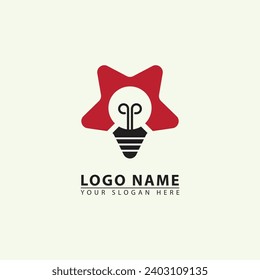 Light bulb star icon logo. Star combination light bulb flat design icon logo.