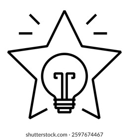 Light bulb with a star representing award-winning ideas, excellence in innovation, and industry recognition