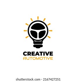 Light bulb steering wheel car automotive logo design