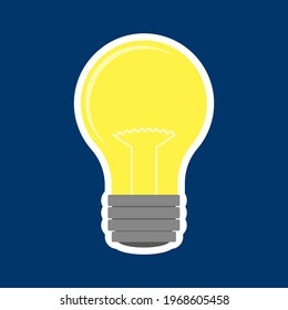 Light bulb sticker on blue background. Vector illustration