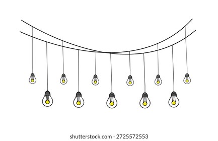 Light Bulb String Illustration on White Background