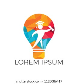 Light Bulb and Student logo design. Education concept template. Idea School Creative And Symbolic Logo Design.