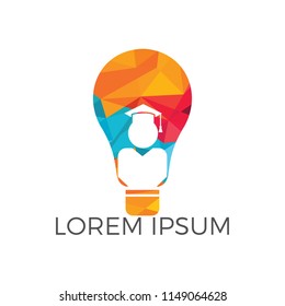 Light Bulb and Student logo design. Education concept template. Idea School Creative And Symbolic Logo Design.