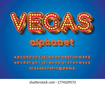 light bulb style alphabet design with uppercase, lowercase, numbers and symbols