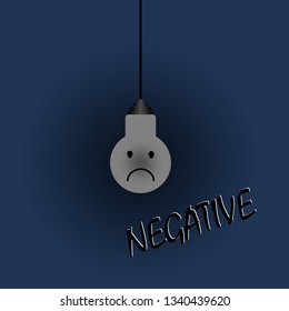 Light bulb in the style of negative, cheerful emotion