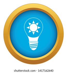 Light bulb with sun inside icon blue vector isolated on white background for any design
