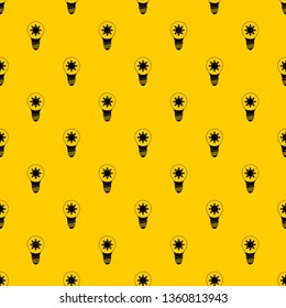 Light bulb with sun inside pattern seamless vector repeat geometric yellow for any design