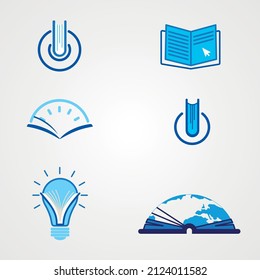 light bulb switch time silhouette logo blue book library