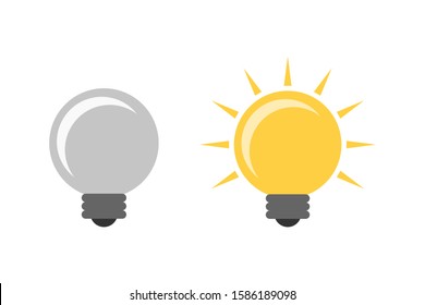 Light Bulb. Switched On And Off. Flat Illustration. Isolated On White Background. 