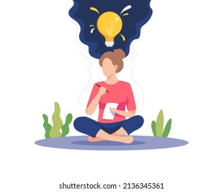 Light bulb as symbol for bright idea vector illustration. Creative thinking abstract metaphor. Vector illustration in a flat style