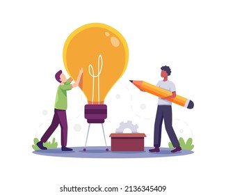 Light bulb as symbol for bright idea vector illustration. Creative thinking abstract metaphor. Vector illustration in a flat style