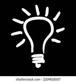 Light bulb symbol with a brush in white on a black background. Good idea.