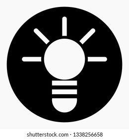 Light bulb symbol in a dark circle. Vector icon.