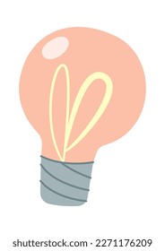 Icono plano del símbolo de la bombilla. Ilustración del vector
