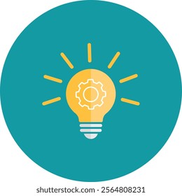 Light bulb symbol with gear icon inside