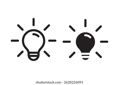Light bulb symbol icon for idea and creativity in simple outline style