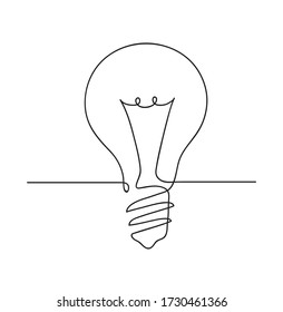 Símbolo de la bombilla. Idea Concepto. Dibujo continuo de líneas. Ilustración del vector del doodle dibujado a mano en una línea continua. Diseño decorativo de líneas de arte