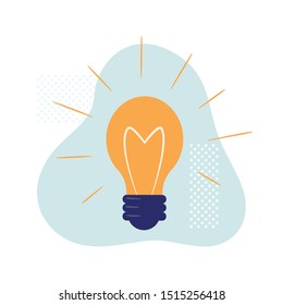 Light bulb is a symbol of сreative idea, solution, tips. Vector isolated illustration in cartoon style in white background