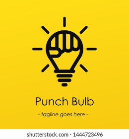 Light bulb symbol logotype with creative idea, punch symbol in light bulb, Punch Bulb vector illustration