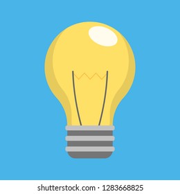 Light bulb symbol. Metaphor of idea and energy. Lamp yellow sign. Isolated flat vector illustration