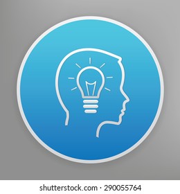 Light bulb symbol on blue icon background,clean vector