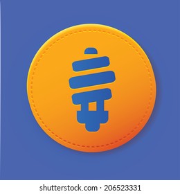 Light bulb symbol on button,vector