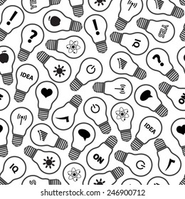 light bulb symbols with various idea icons pattern eps10