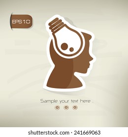 Light bulb symbol,sticker design,brown version,clean vector