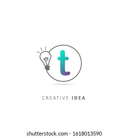 light bulb t letter logo design template, design vector light bulb symbol, idea logo.