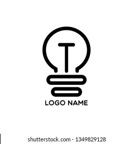 Light Bulb 'T' Type Logo Symbol