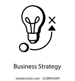Light bulb with tactics denoting doodle icon of business strategy 

