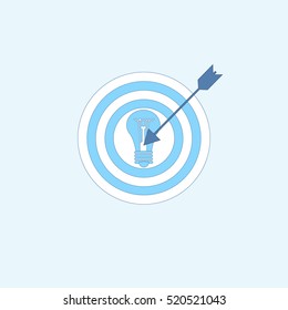 Light Bulb Target Icon New Idea Business Concept Thin Line Vector Illustration