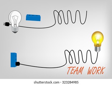 Light bulb  with team work concept ,vector illustration