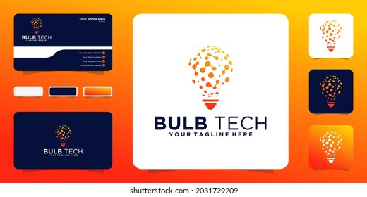 light bulb technology abstract logo and business card inspiration