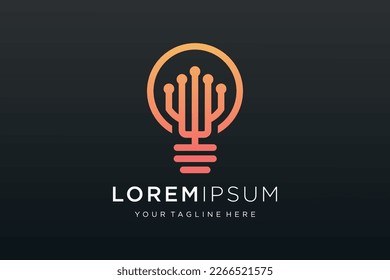 Light Bulb technology logo design vector