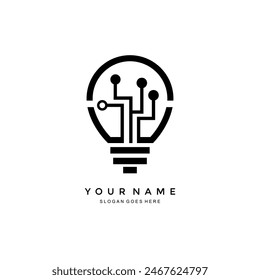 light bulb and technology logo design. minimalist design concept for light bulbs and technology lines