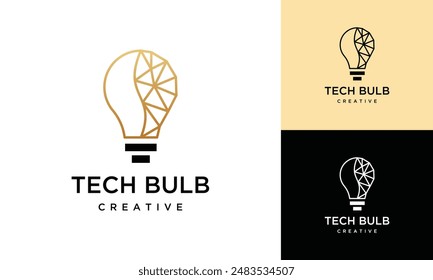 Glühlampentechnologie Logo Design Vorlage. Digitale Technologie Glühbirne Logo Design Inspiration	