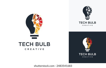 Light bulb technology logo design template. Digital technology bulb logo design inspiration	