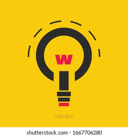 Light bulb , text , success concept, flat vector illustration.