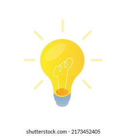 Una bombilla que emite luz. Ilustración del vector