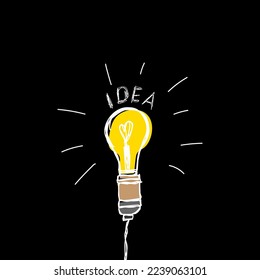 A light bulb that lights up is a symbol of an idea. Concept idea.