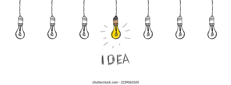 A light bulb that lit up is a symbol of an idea. Concept idea.