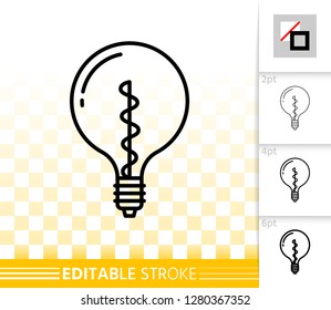 Light Bulb thin line icon. Outline web sign of glass lamp. Lightbulb linear pictogram with different stroke width. Simple vector transparent symbol. Electric power editable stroke icon without fill